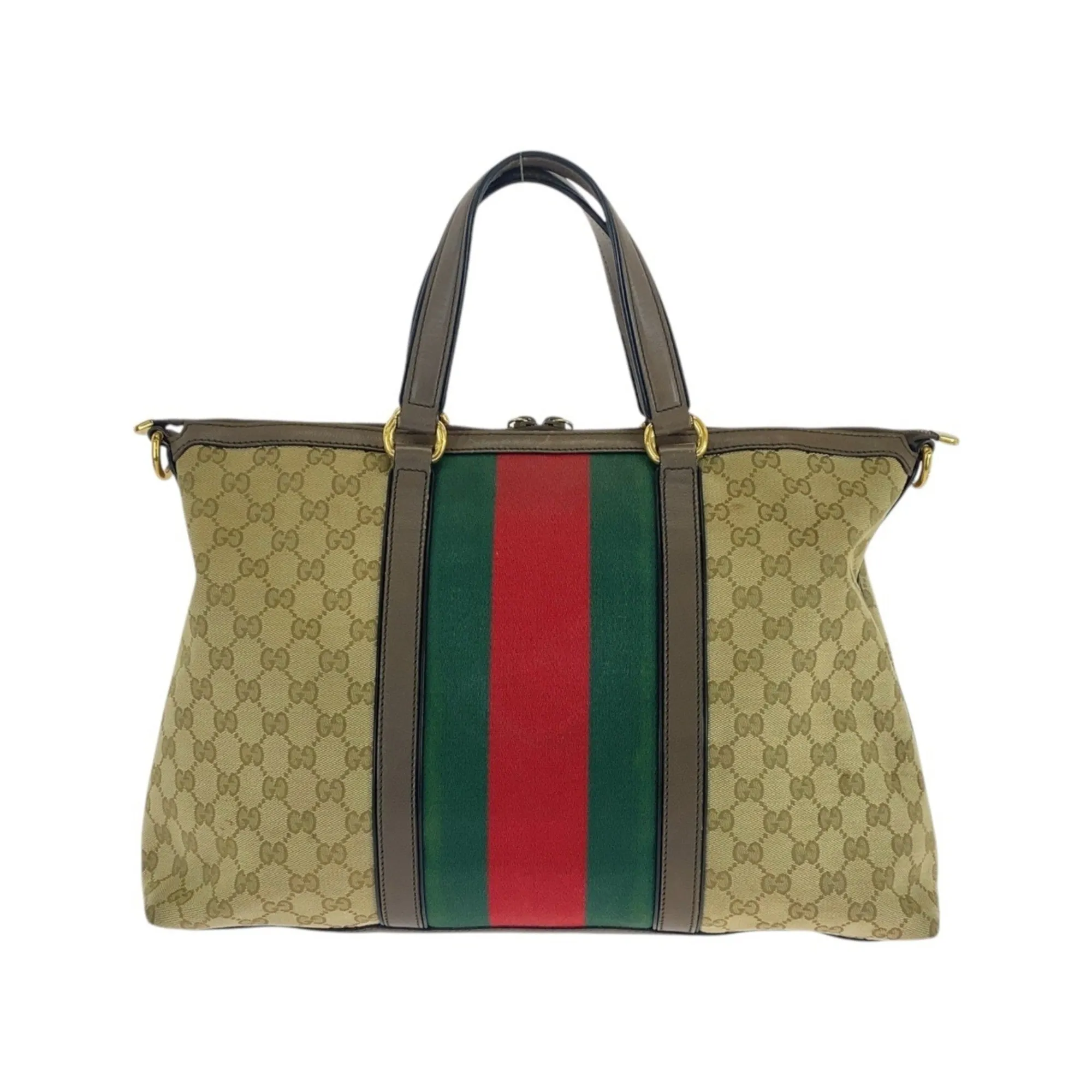 Gucci  Gg Canvas Leather Shoulder Bag Tote Bag (Pre-Owned)