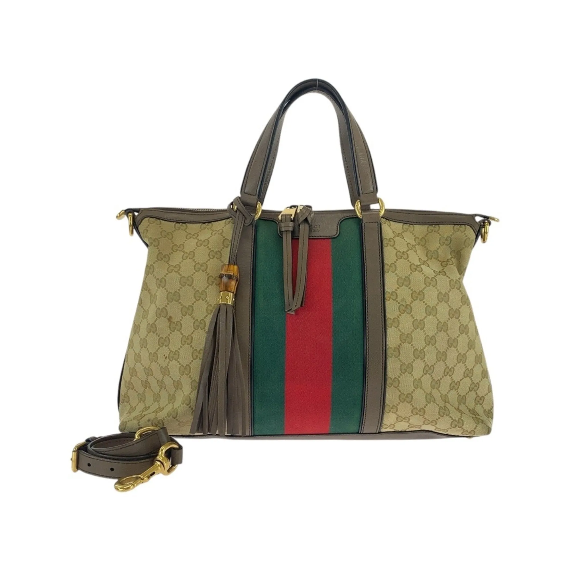 Gucci  Gg Canvas Leather Shoulder Bag Tote Bag (Pre-Owned)