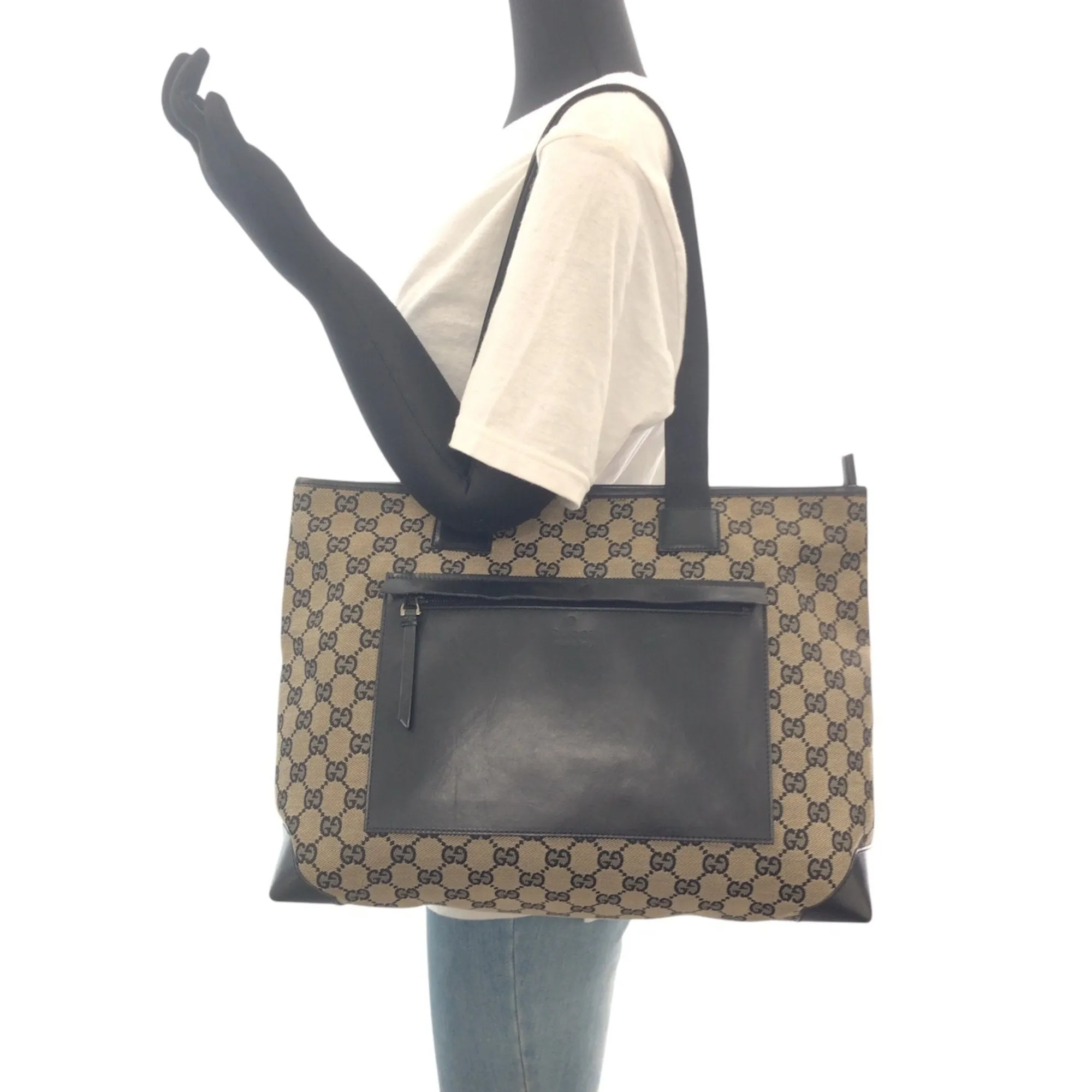 Gucci Gg Canvas Leather Shoulder Bag Tote Bag (Pre-Owned)