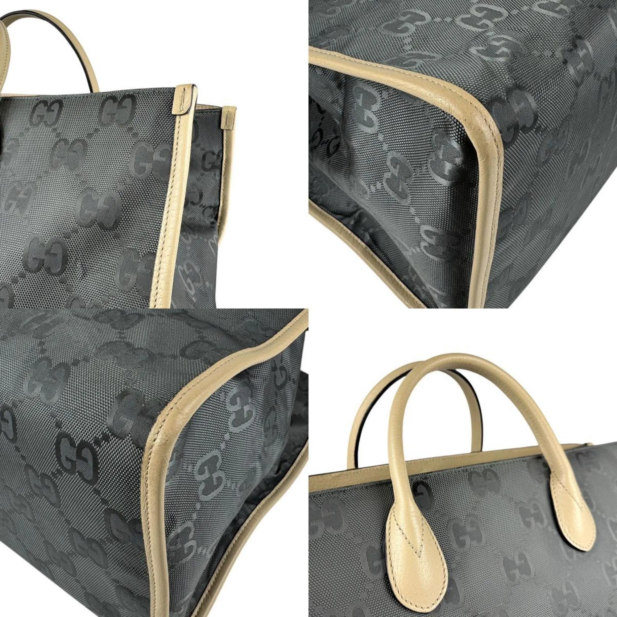 Gucci  Nylon Canvas Leather Handbag Shoulder Bag (Pre-Owned)
