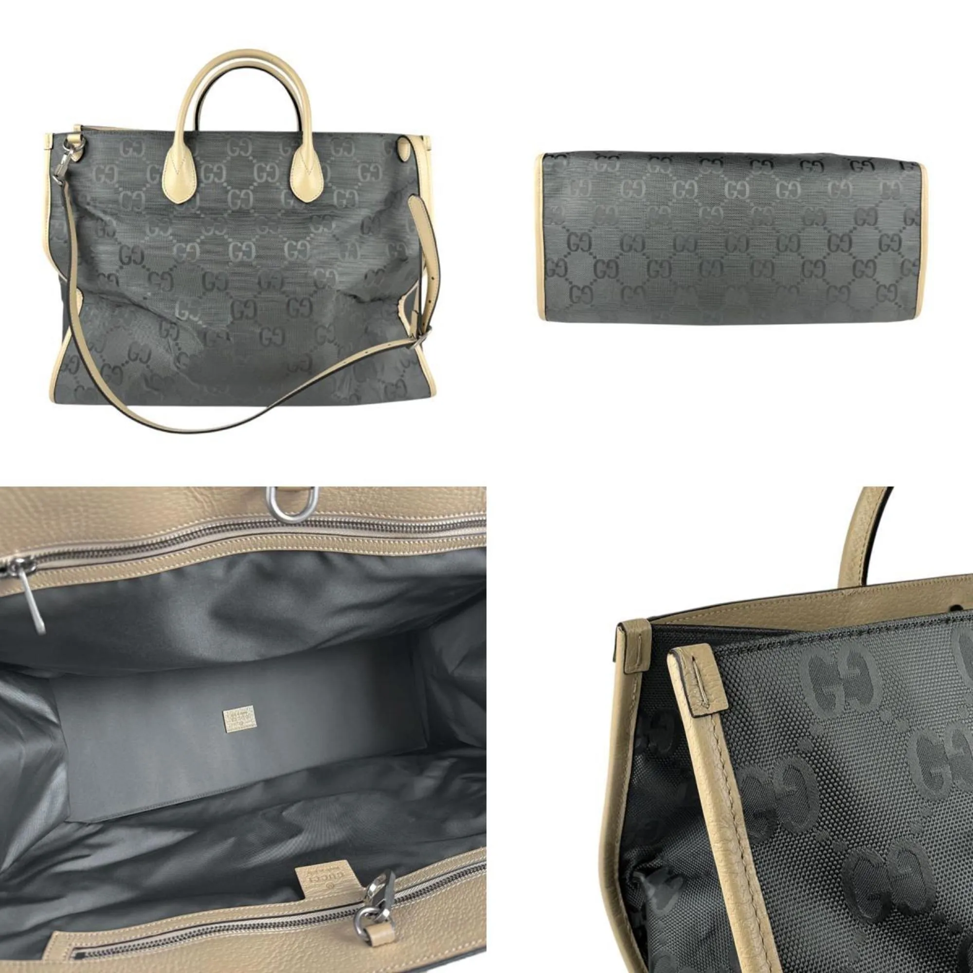 Gucci  Nylon Canvas Leather Handbag Shoulder Bag (Pre-Owned)