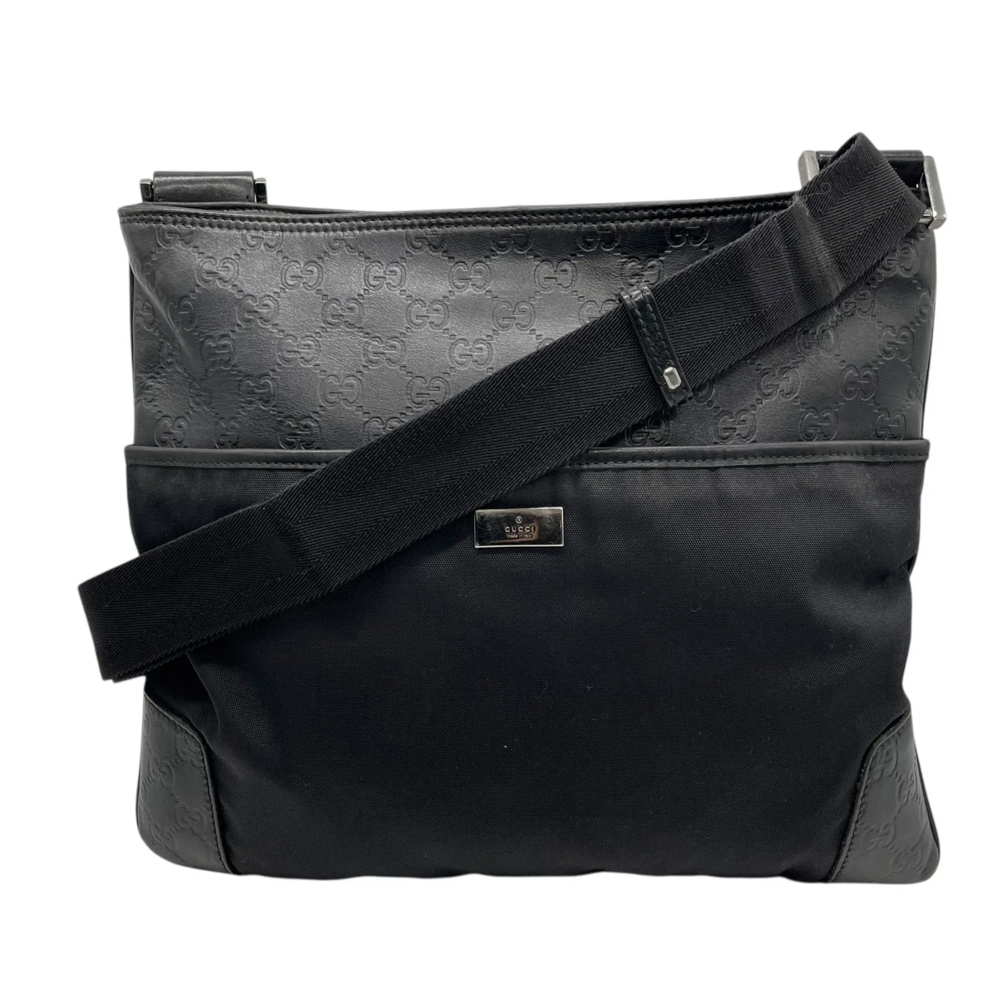 Gucci Nylon Leather Messenger Bag Shoulder Bag (Pre-Owned)
