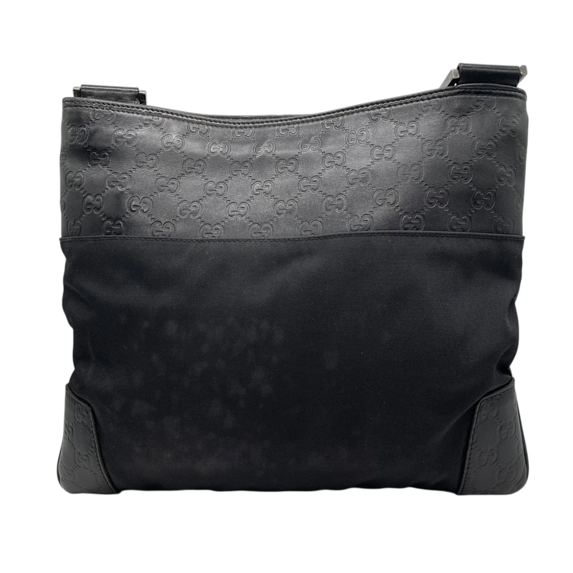 Gucci Nylon Leather Messenger Bag Shoulder Bag (Pre-Owned)