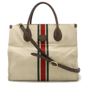 Gucci Sherry Line   Color Canvas Leather Shoulder Bag Tote Bag (Pre-Owned)