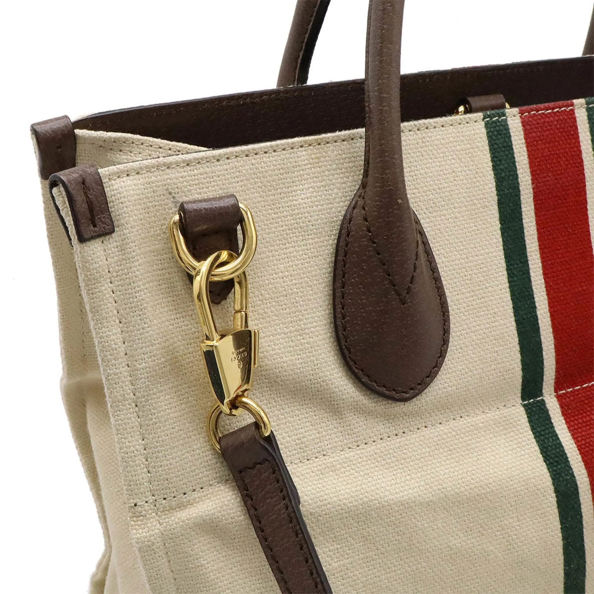Gucci Sherry Line   Color Canvas Leather Shoulder Bag Tote Bag (Pre-Owned)