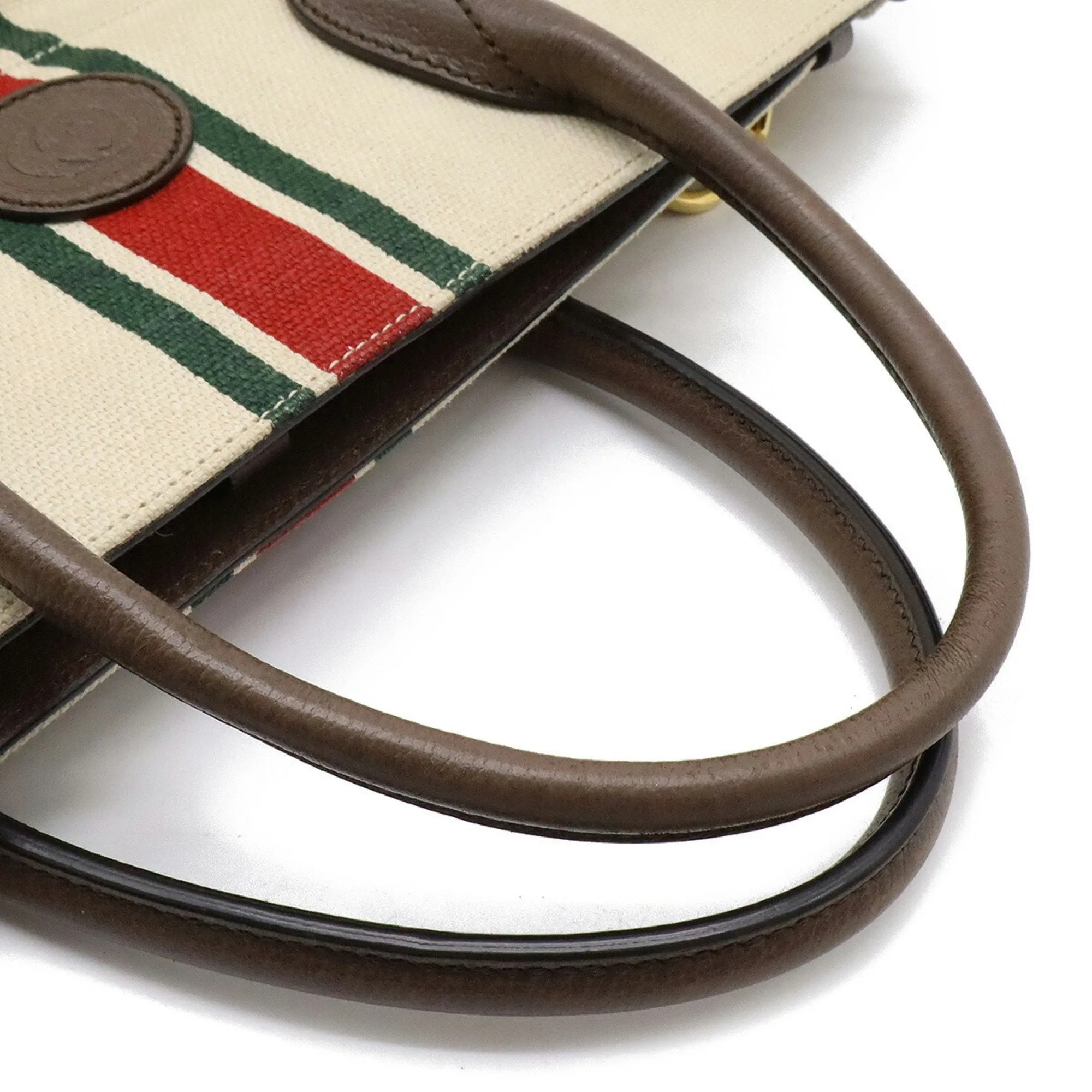 Gucci Sherry Line   Color Canvas Leather Shoulder Bag Tote Bag (Pre-Owned)