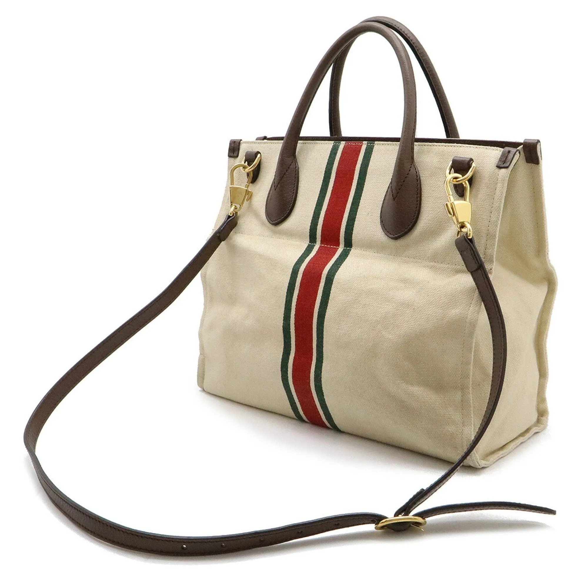 Gucci Sherry Line   Color Canvas Leather Shoulder Bag Tote Bag (Pre-Owned)