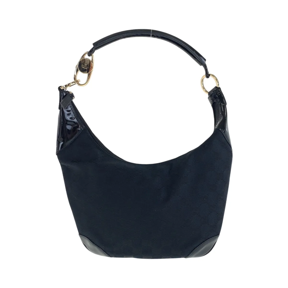 GUCCI Shoulder Bag 001 4158 GG canvas, enamel Black GoldMetal Hobo One Shoulder Bag Women Used