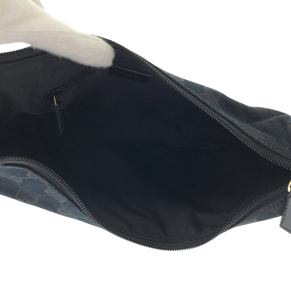 GUCCI Shoulder Bag 001 4158 GG canvas, enamel Black GoldMetal Hobo One Shoulder Bag Women Used