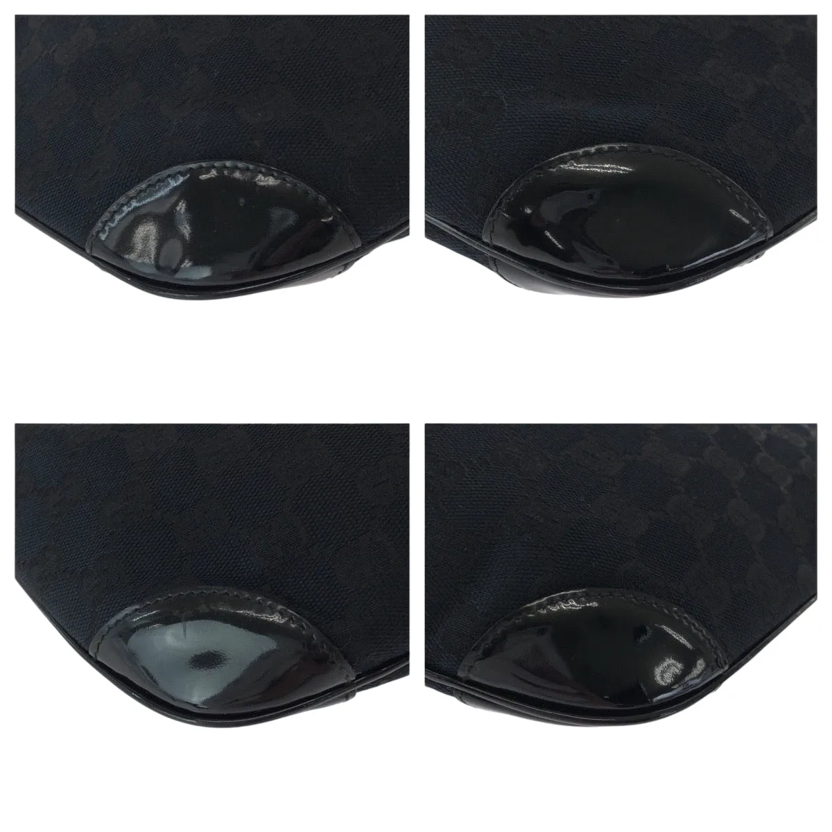 GUCCI Shoulder Bag 001 4158 GG canvas, enamel Black GoldMetal Hobo One Shoulder Bag Women Used