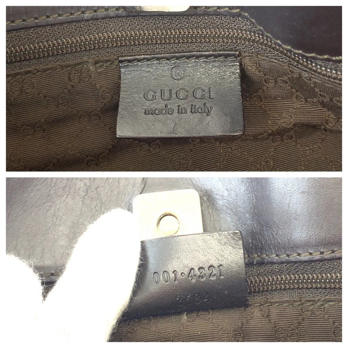 GUCCI Shoulder Bag 001 4321 canvas Beige Red Green SilverMetal Hobo One Shoulder Bag Sherry line Women Used