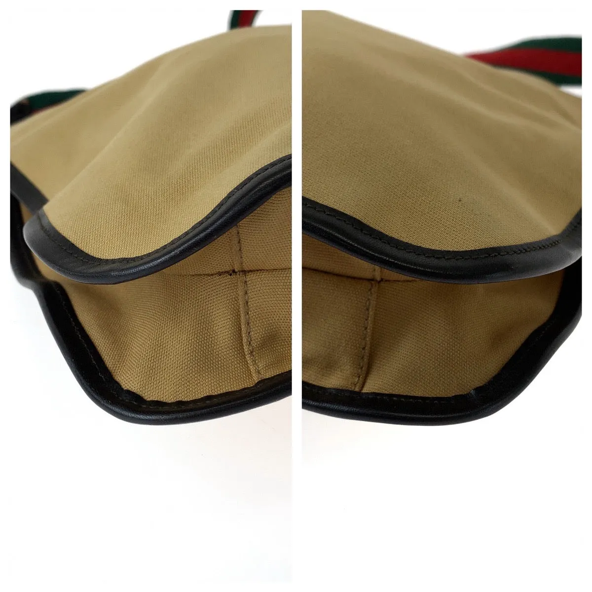 GUCCI Shoulder Bag 001 4321 canvas Beige Red Green SilverMetal Hobo One Shoulder Bag Sherry line Women Used