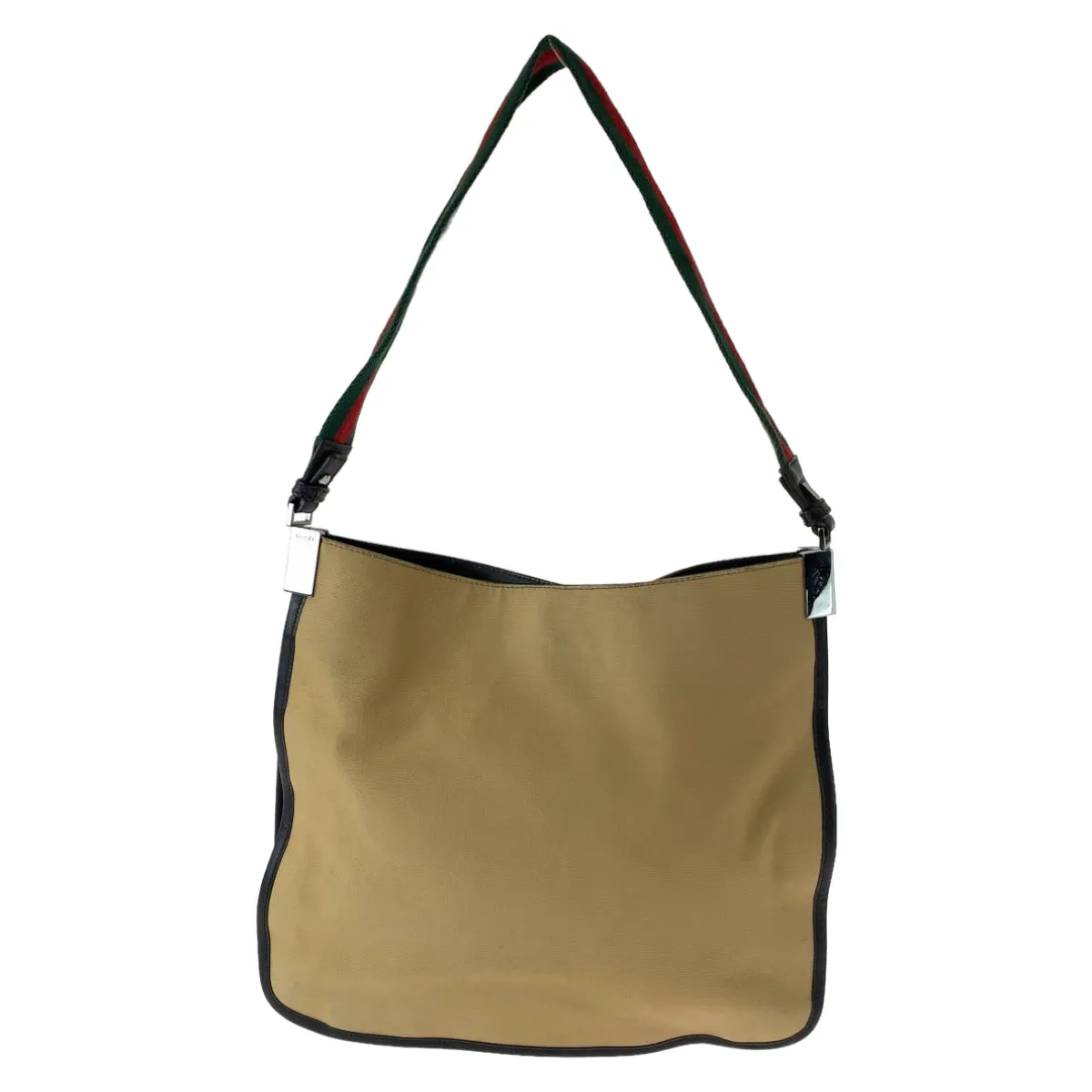 GUCCI Shoulder Bag 001 4321 canvas Beige Red Green SilverMetal Hobo One Shoulder Bag Sherry line Women Used
