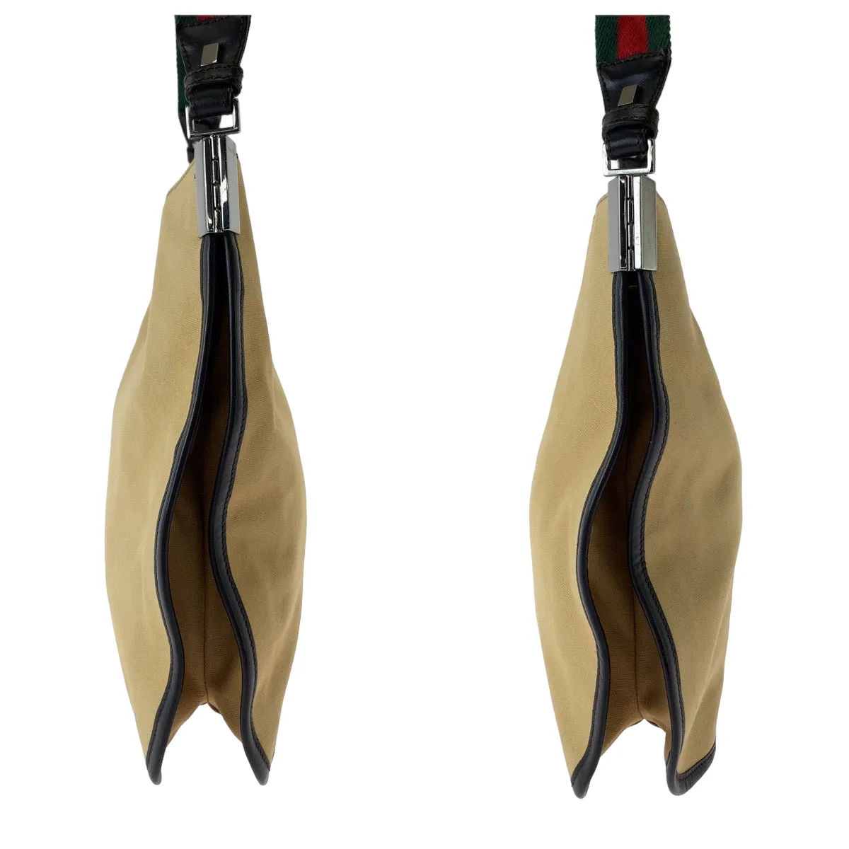 GUCCI Shoulder Bag 001 4321 canvas Beige Red Green SilverMetal Hobo One Shoulder Bag Sherry line Women Used