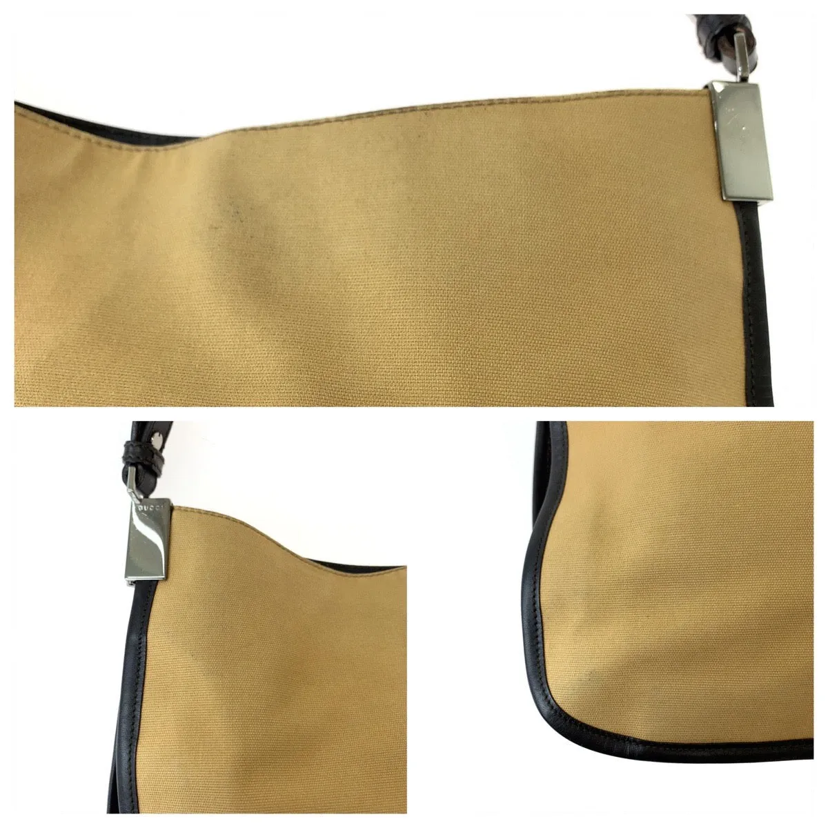 GUCCI Shoulder Bag 001 4321 canvas Beige Red Green SilverMetal Hobo One Shoulder Bag Sherry line Women Used