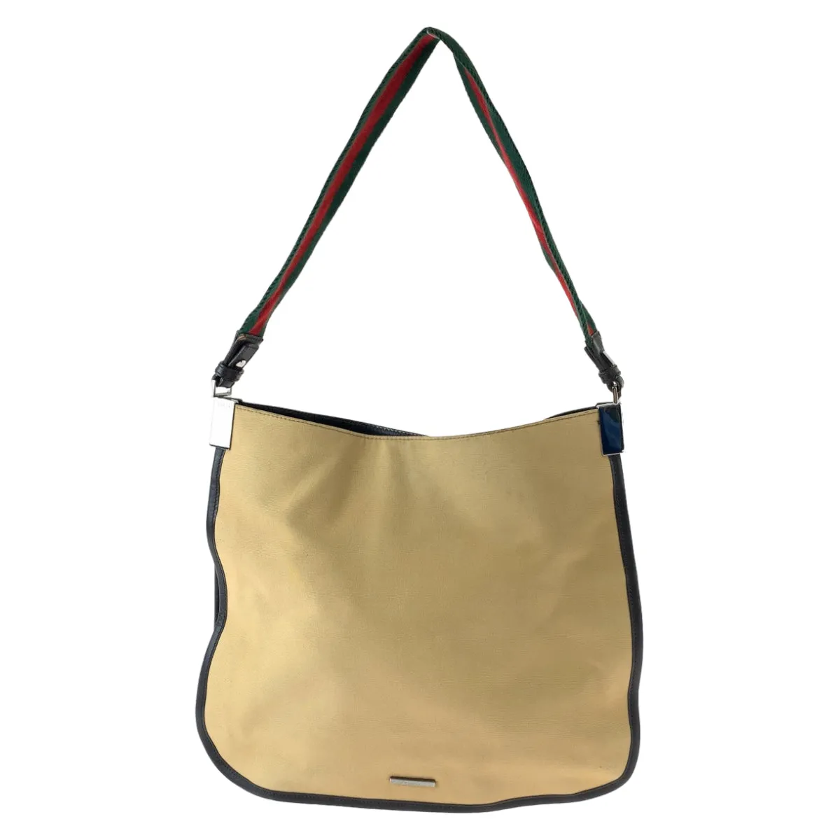 GUCCI Shoulder Bag 001 4321 canvas Beige Red Green SilverMetal Hobo One Shoulder Bag Sherry line Women Used