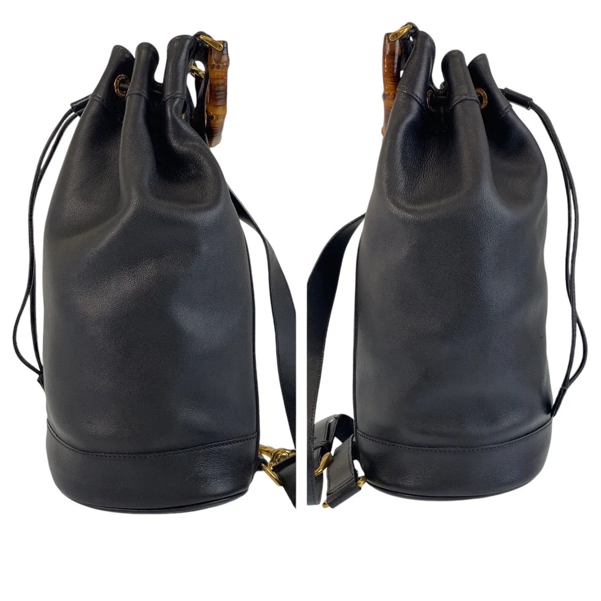GUCCI Shoulder Bag 003 203 0036 leather Black Gold Metal Shoulder Bag Sling bag Unisex Bamboo Women Used