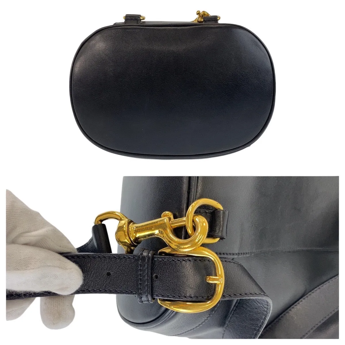 GUCCI Shoulder Bag 003 203 0036 leather Black Gold Metal Shoulder Bag Sling bag Unisex Bamboo Women Used