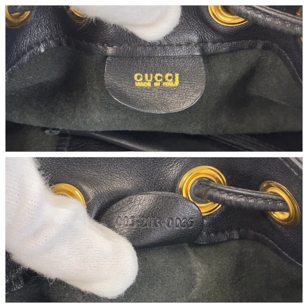 GUCCI Shoulder Bag 003 203 0036 leather Black Gold Metal Shoulder Bag Sling bag Unisex Bamboo Women Used
