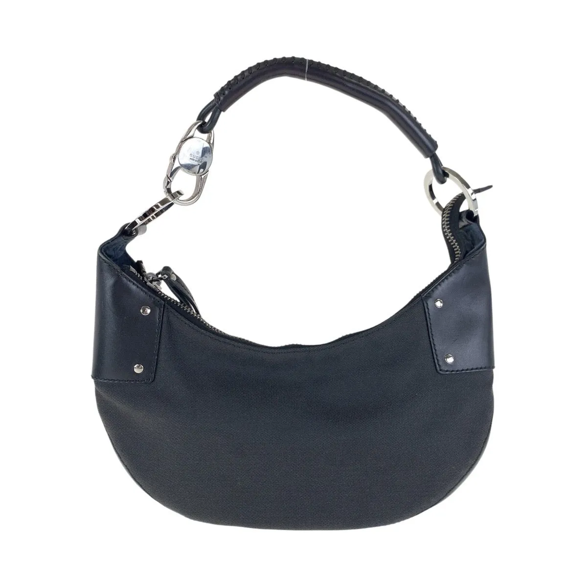 GUCCI Shoulder Bag 109208 Canvas, Leather Black Silver Metal Hobo Women Used