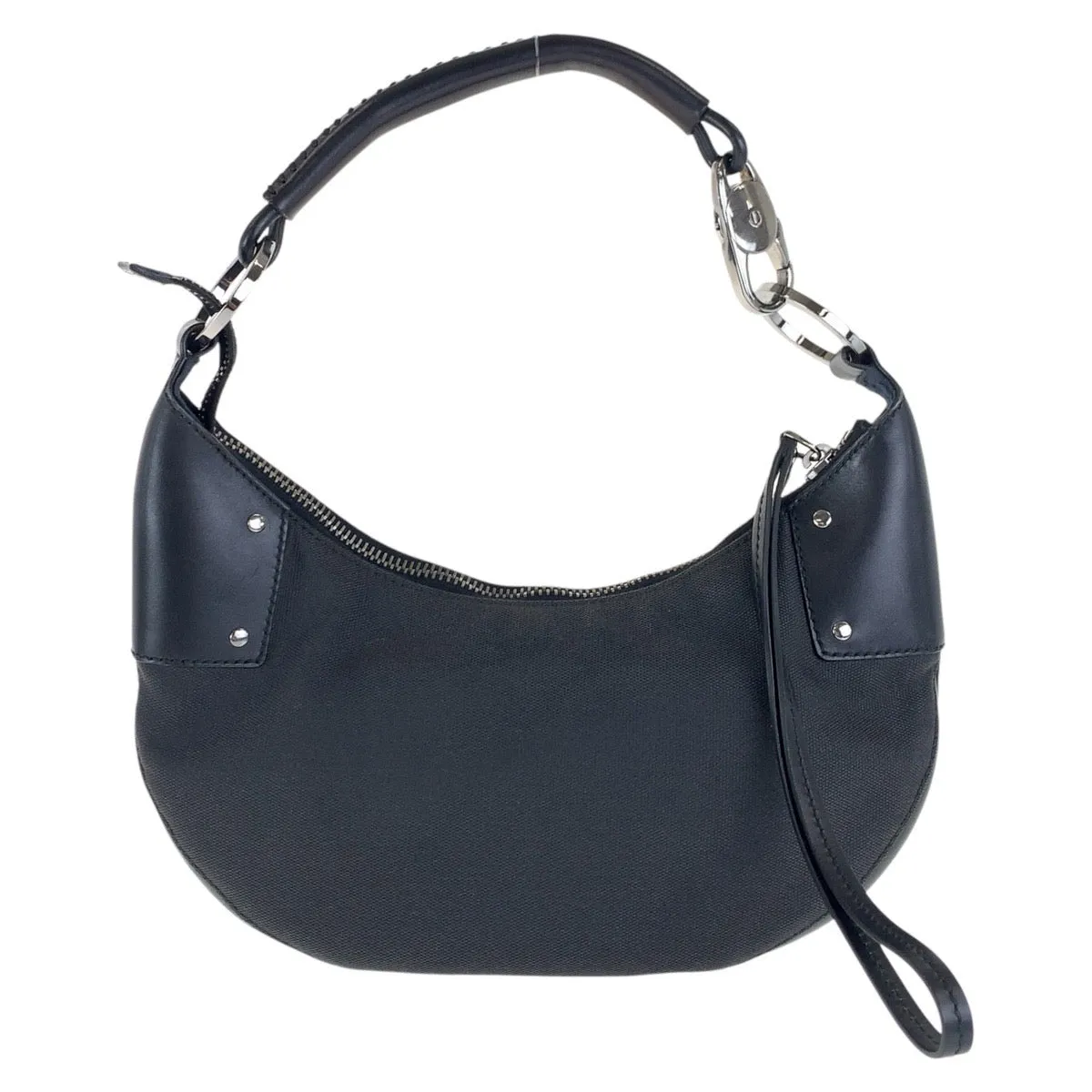 GUCCI Shoulder Bag 109208 Canvas, Leather Black Silver Metal Hobo Women Used