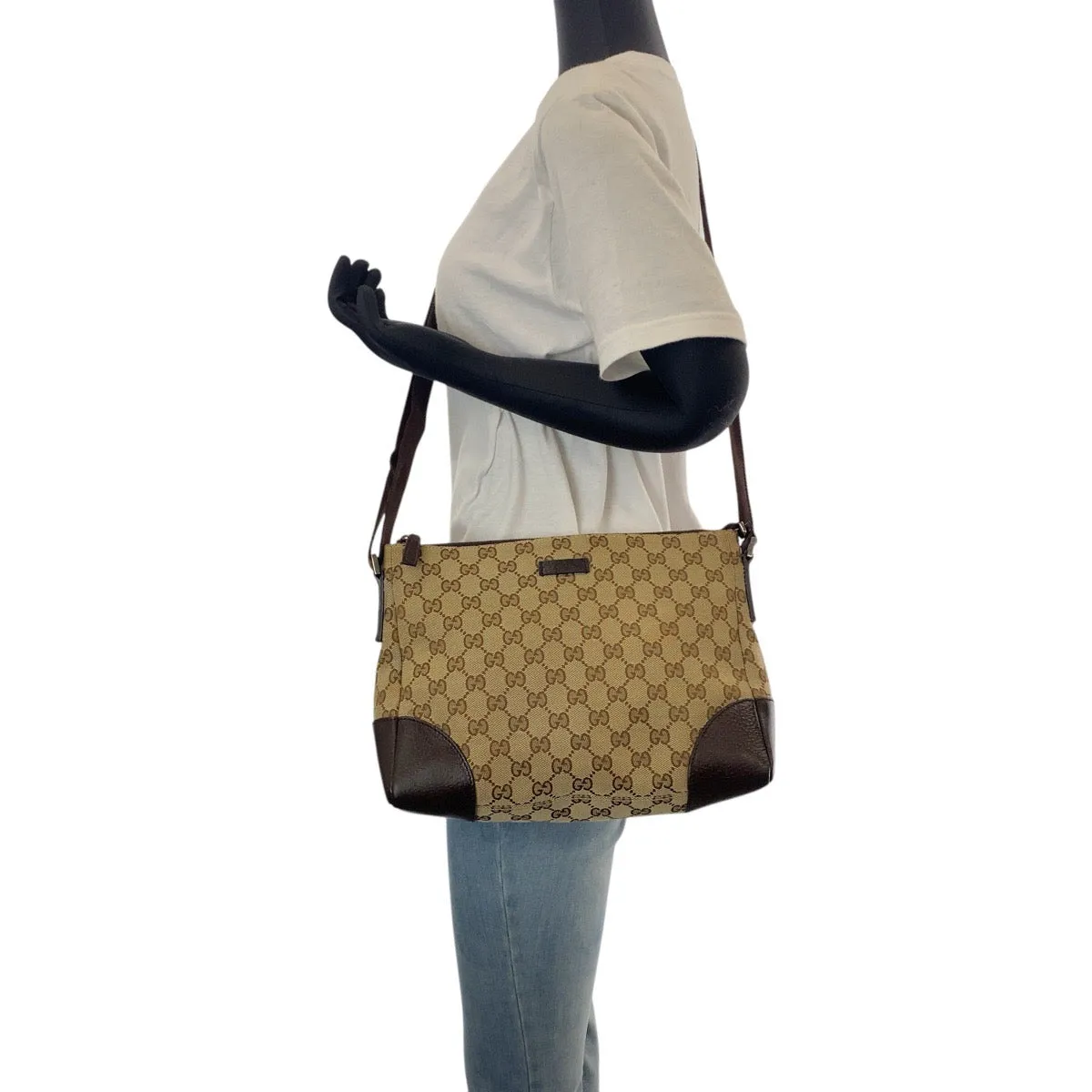 GUCCI Shoulder Bag 114273 GG canvas, leather Beige Brown SilverMetal Crossbody Shoulder Bag Women Used