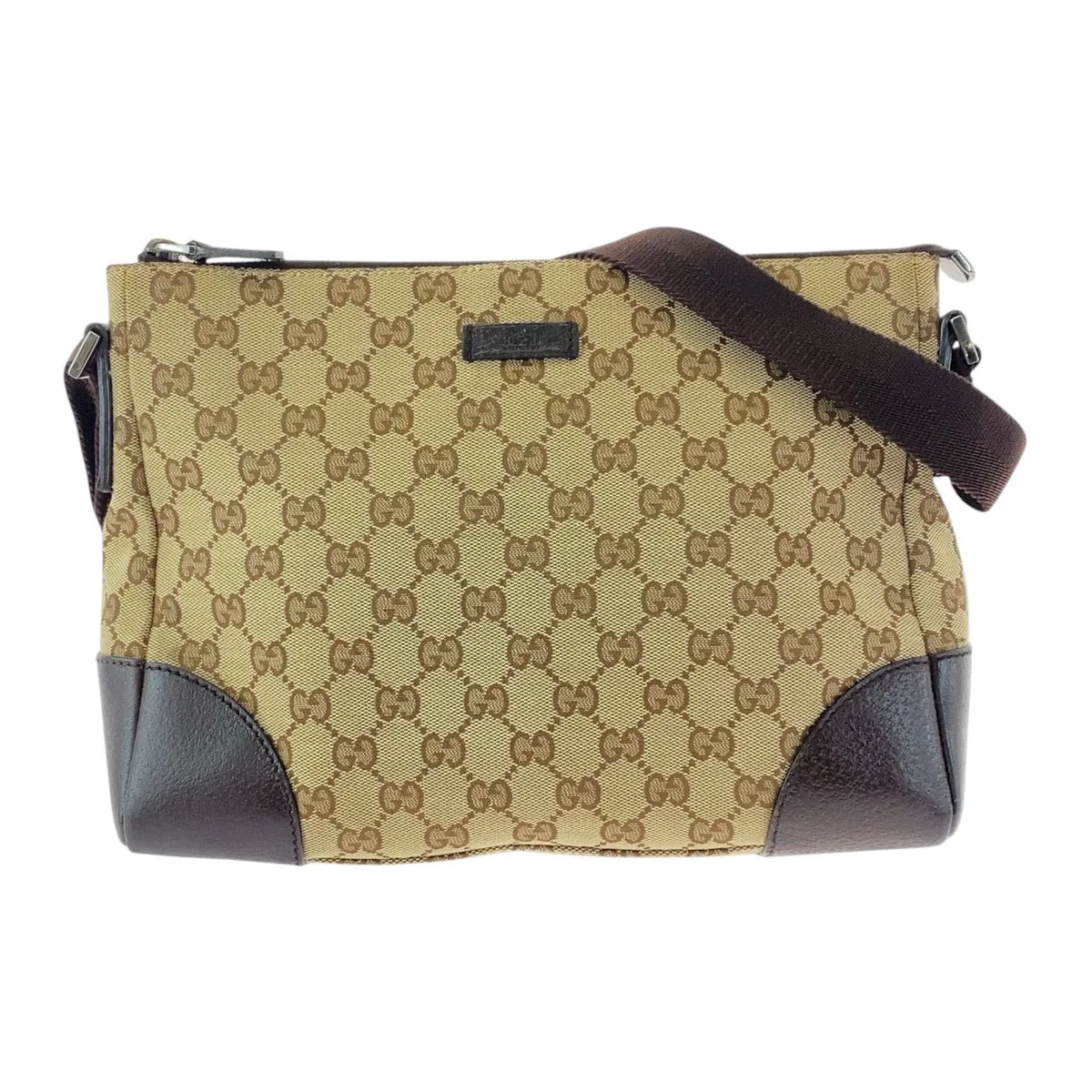 GUCCI Shoulder Bag 114273 GG canvas, leather Beige Brown SilverMetal Crossbody Shoulder Bag Women Used