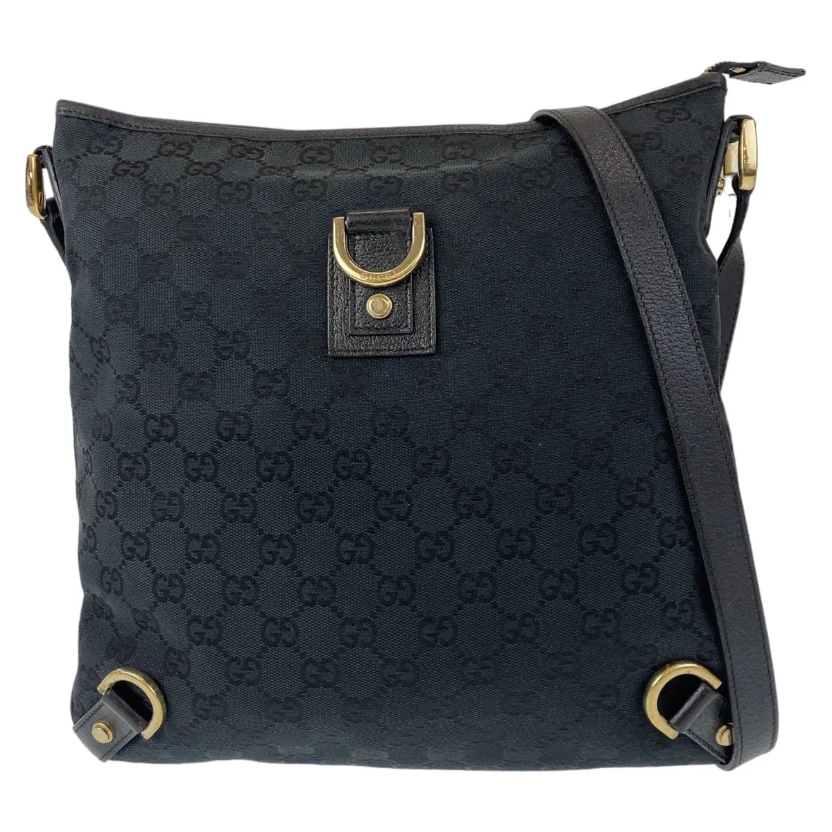 GUCCI Shoulder Bag 131326 GG canvas, leather Black GoldMetal Crossbody Shoulder Bag Messenger Bag Abbey Women Used