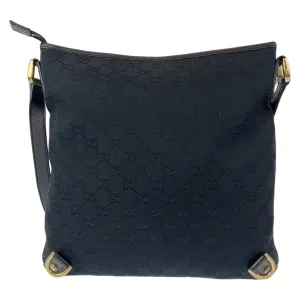 GUCCI Shoulder Bag 131326 GG canvas, leather Black GoldMetal Crossbody Shoulder Bag Messenger Bag Abbey Women Used