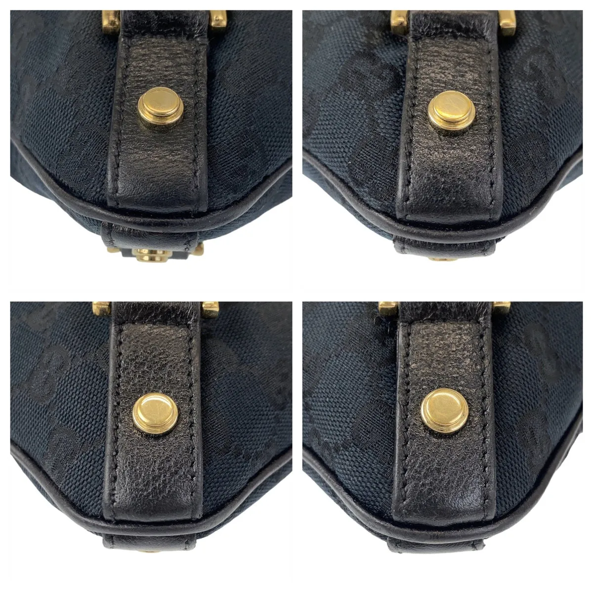 GUCCI Shoulder Bag 131326 GG canvas, leather Black GoldMetal Crossbody Shoulder Bag Messenger Bag Abbey Women Used
