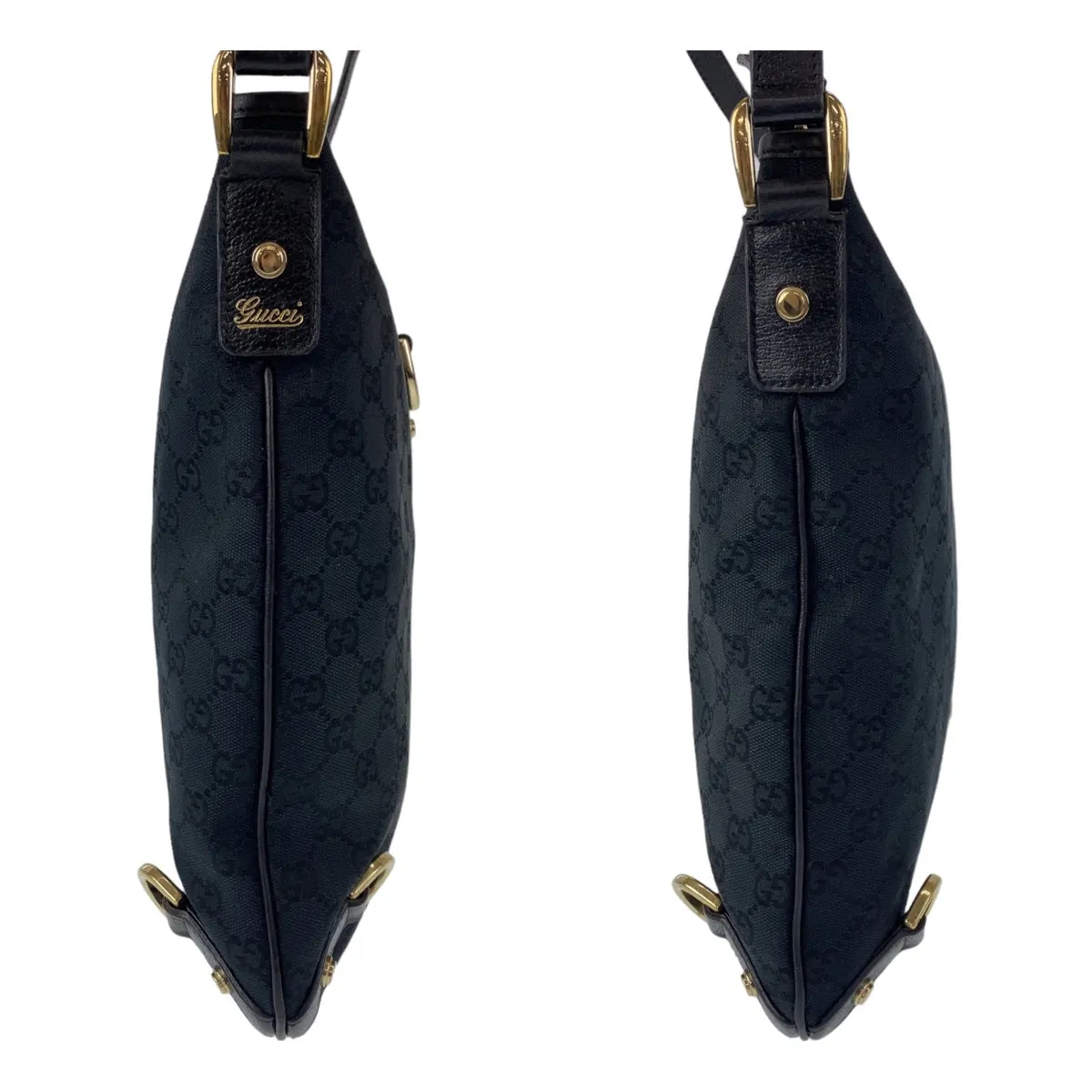 GUCCI Shoulder Bag 131326 GG canvas, leather Black GoldMetal Crossbody Shoulder Bag Messenger Bag Abbey Women Used