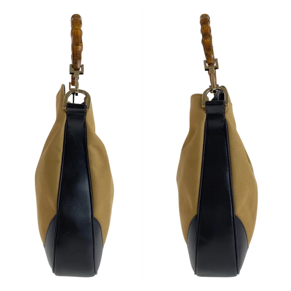 GUCCI Shoulder Bag 1.4095 Canvas, Leather Beige Gold Metal Hobo Shoulder Bag Handbag Shelly Line Bamboo Women Used