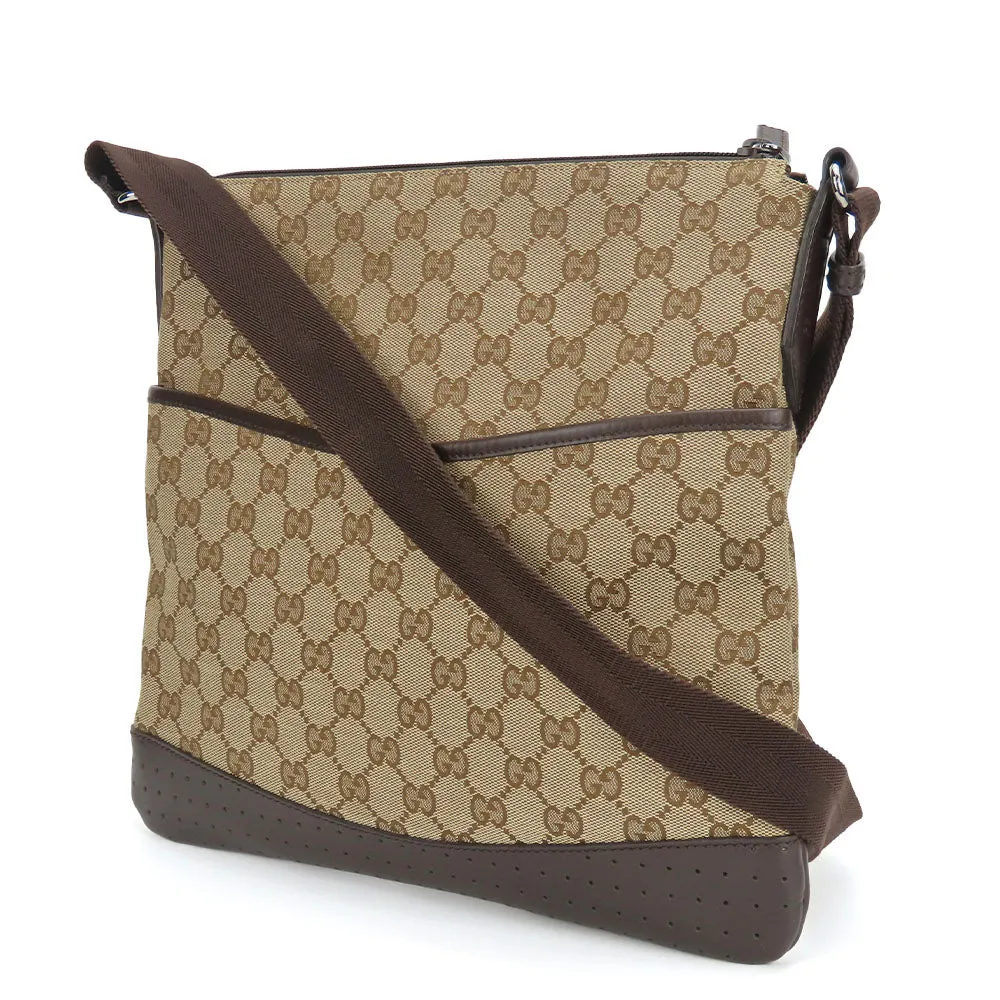 GUCCI Shoulder Bag 145857 GG canvas, perforated leather Brown mens(Unisex) Used