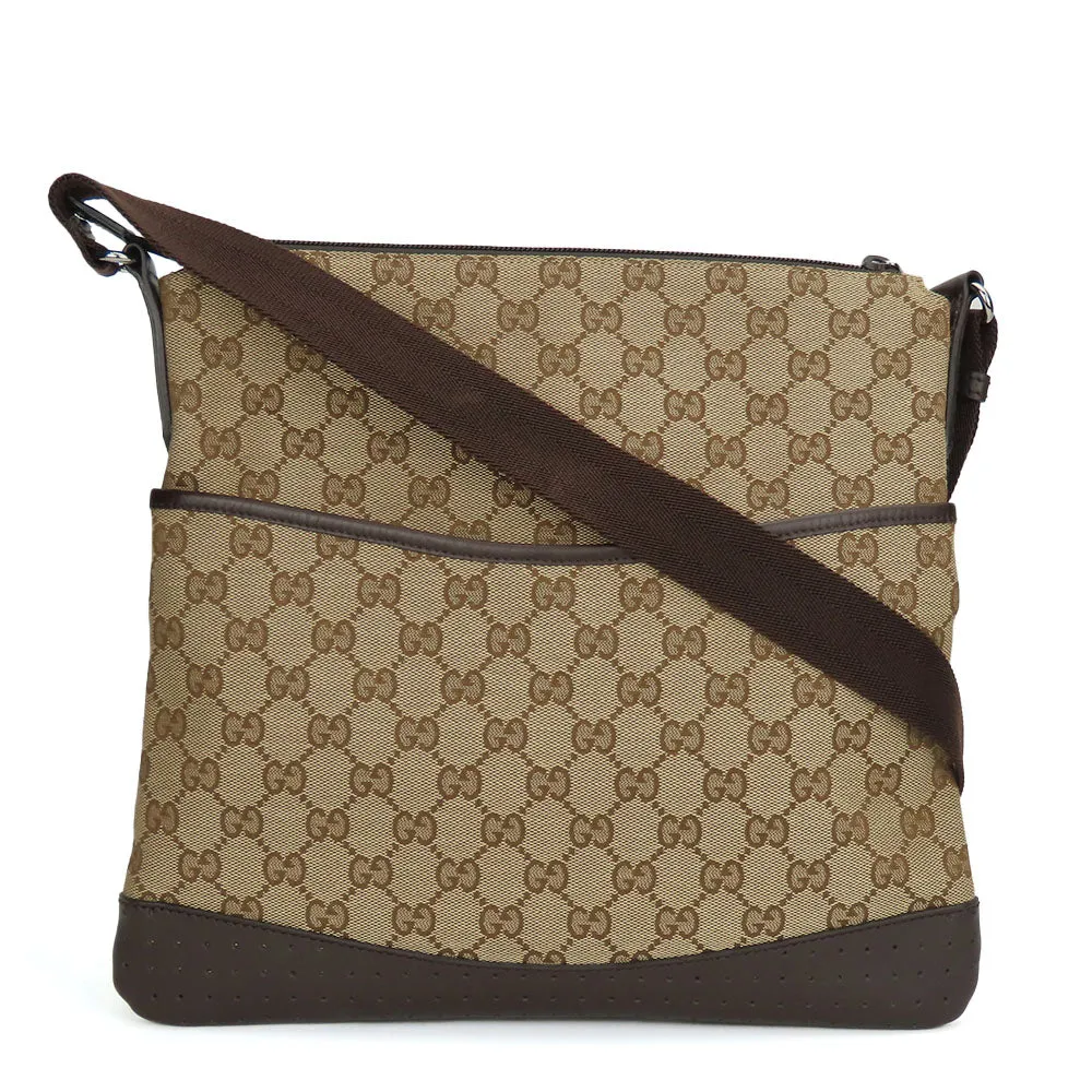 GUCCI Shoulder Bag 145857 GG canvas, perforated leather Brown mens(Unisex) Used