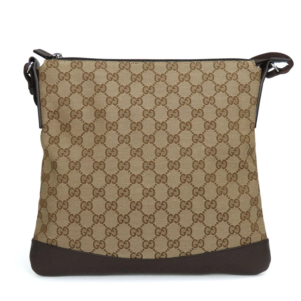 GUCCI Shoulder Bag 145857 GG canvas, perforated leather Brown mens(Unisex) Used