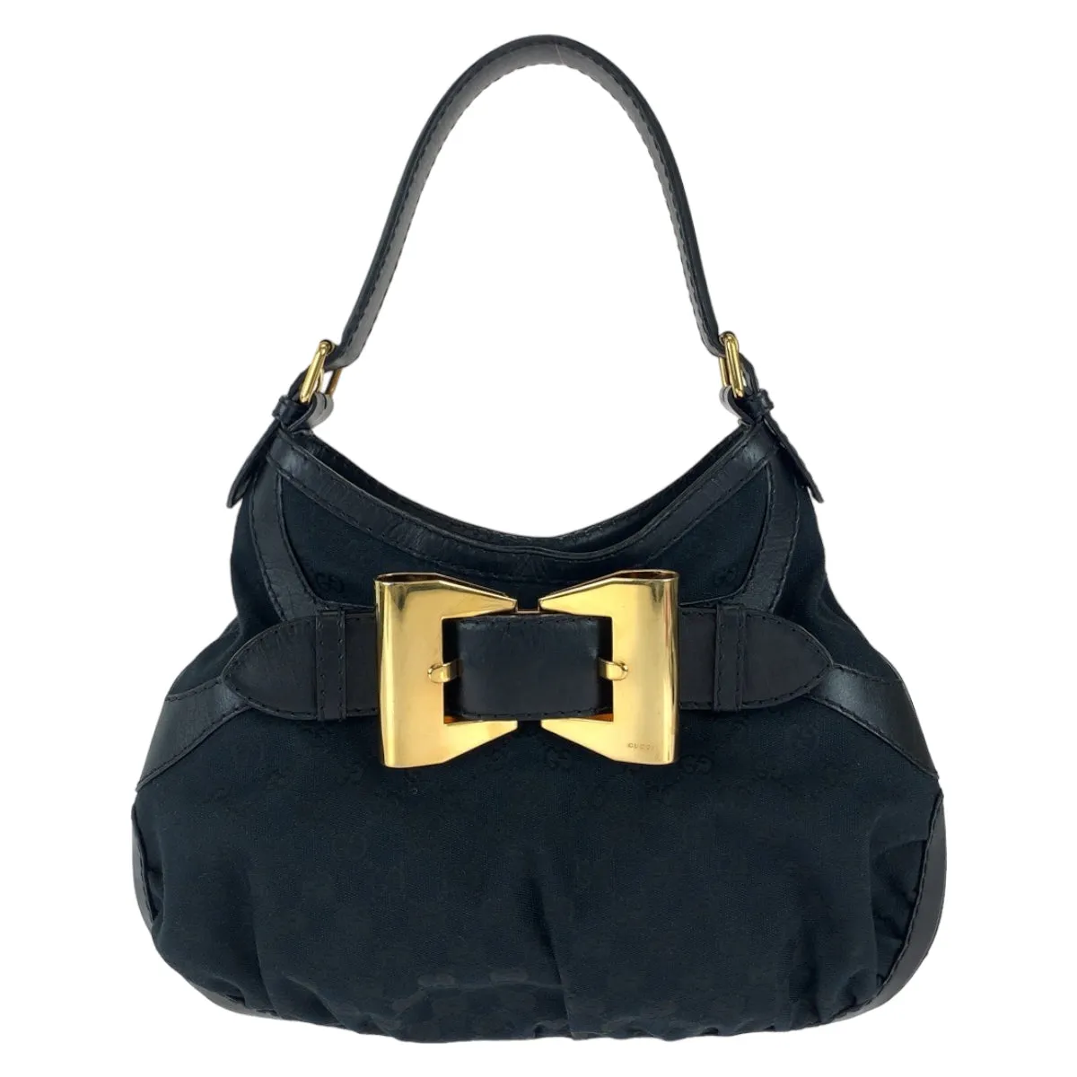 GUCCI Shoulder Bag 189885 GG canvas, leather Black GoldMetal Shoulder Bag handbag Queen Hobo Women Used
