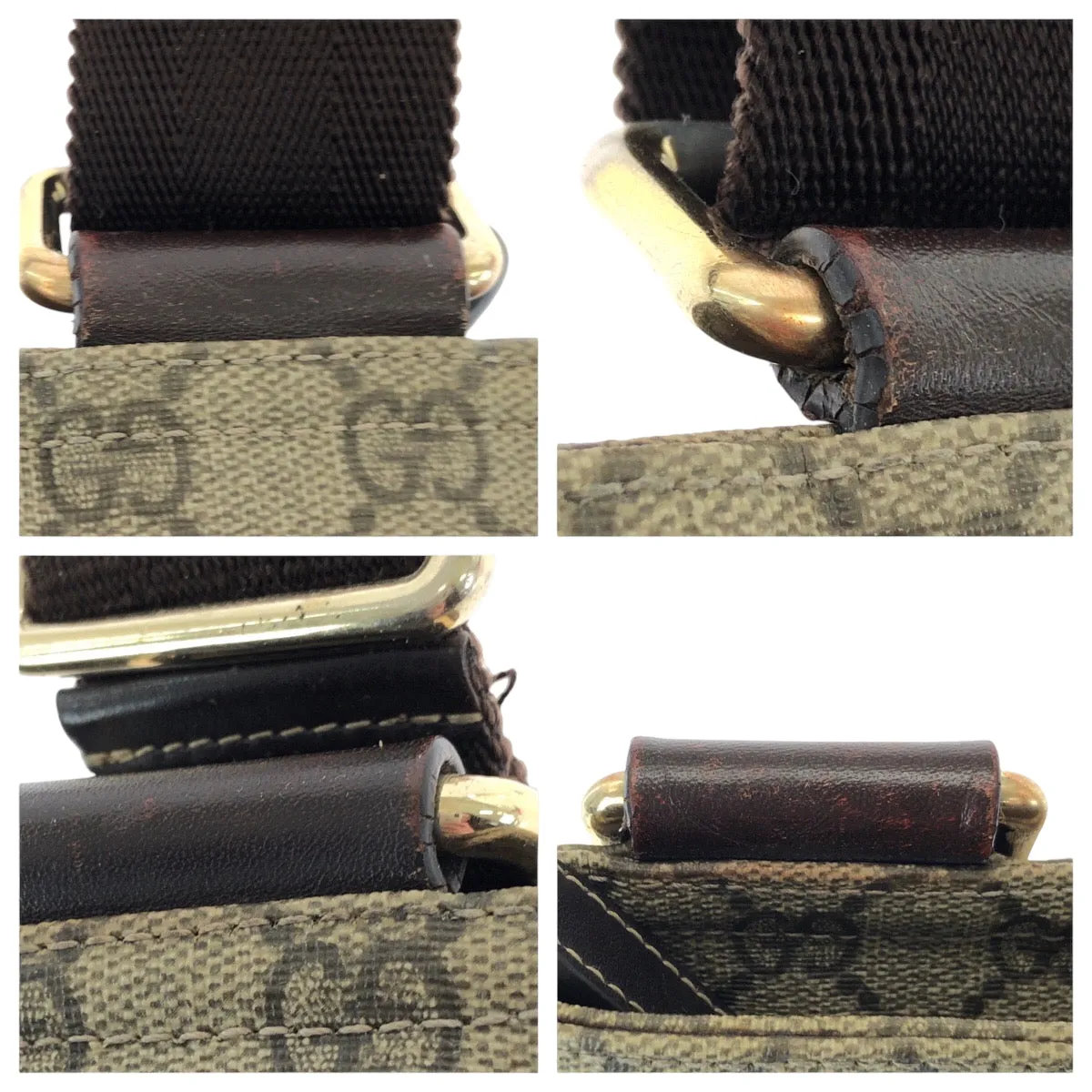 GUCCI Shoulder Bag 201446 GG Supreme Canvas Brown Gold Metal Shoulder Bag Messenger bag mens Used