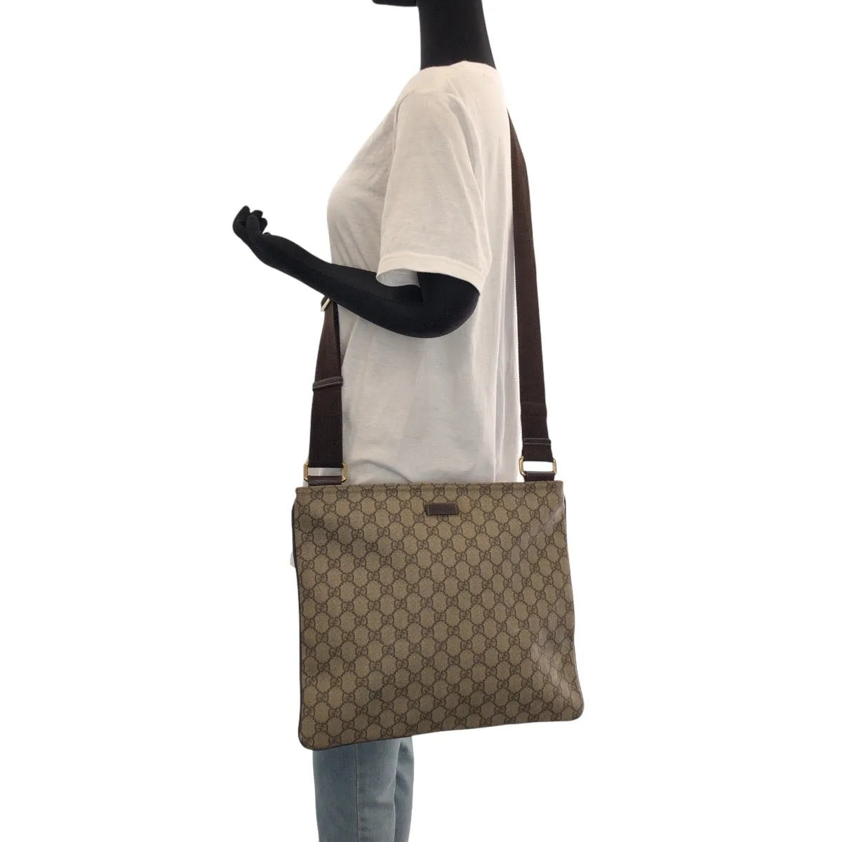 GUCCI Shoulder Bag 201446 GG Supreme Canvas Brown Gold Metal Shoulder Bag Messenger bag mens Used