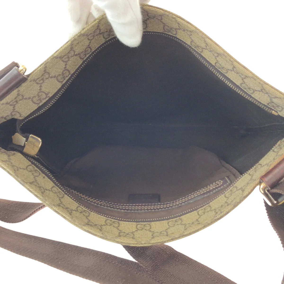 GUCCI Shoulder Bag 201446 GG Supreme Canvas Brown Gold Metal Shoulder Bag Messenger bag mens Used
