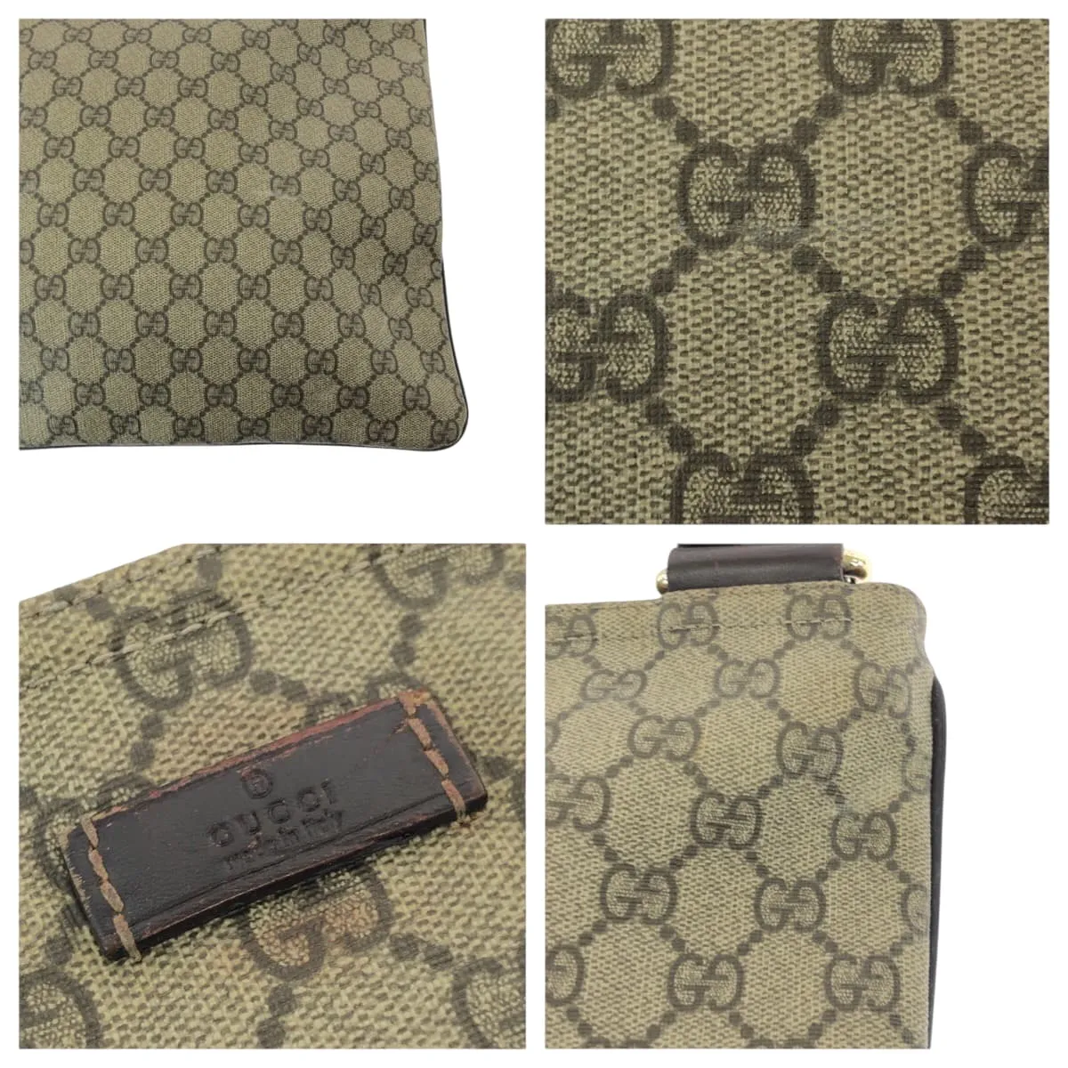 GUCCI Shoulder Bag 201446 GG Supreme Canvas Brown Gold Metal Shoulder Bag Messenger bag mens Used