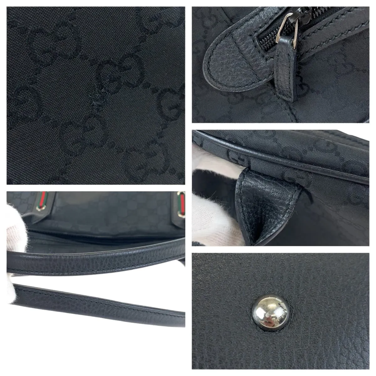 GUCCI Shoulder Bag 293595 Nylon Black black Shoulder Bag Tote Bag Boston Duffel bag Unisex Sherry line GG canvas Women Used