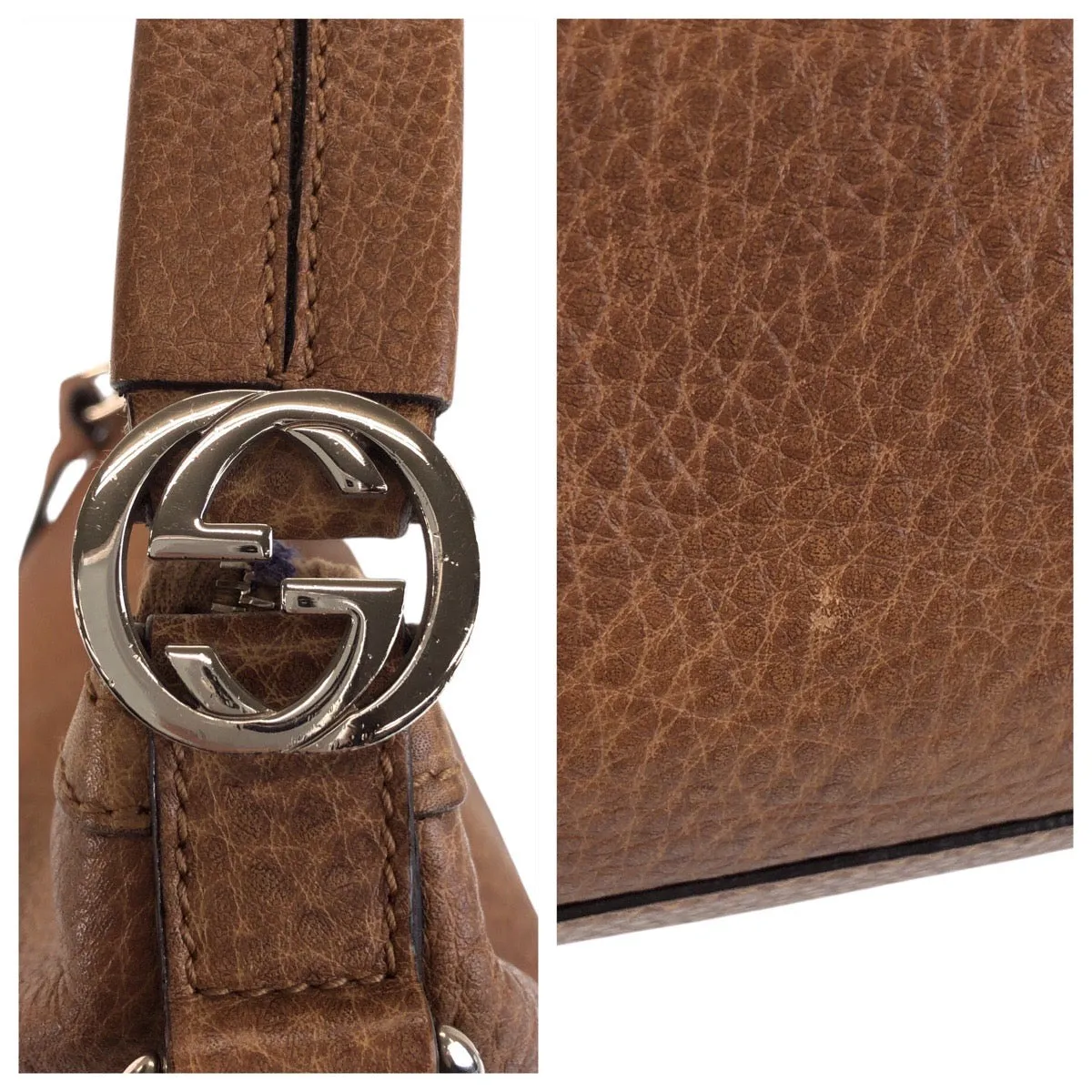 GUCCI Shoulder Bag 326514 leather Brown Shoulder Bag 2way Interlocking Hobo Women Used