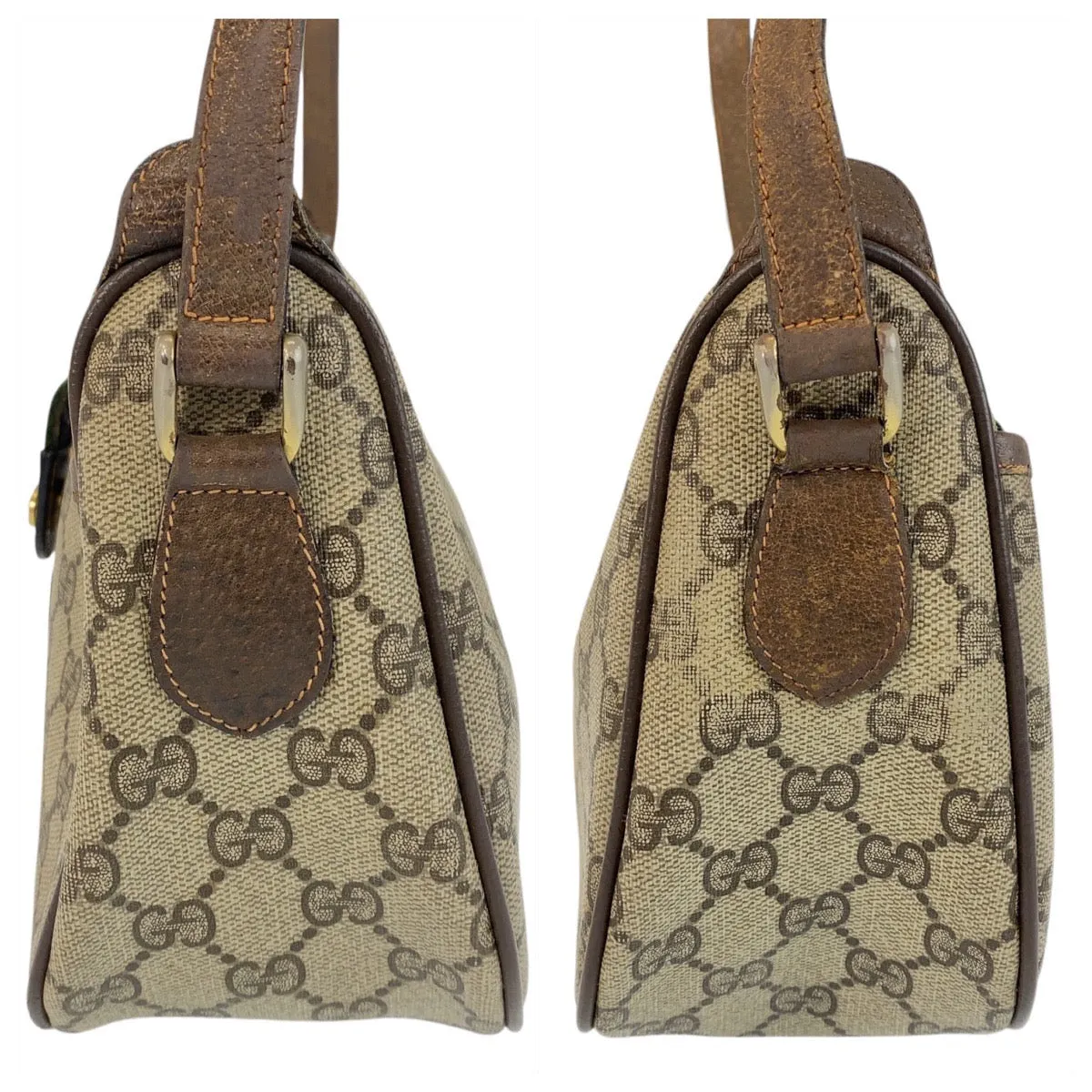 GUCCI Shoulder Bag 89 02 032 GG Supreme canvas, leather Beige Brown Gold Metal Crossbody Shoulder Bag Pochette Sherry Line Old Gucci Women Used