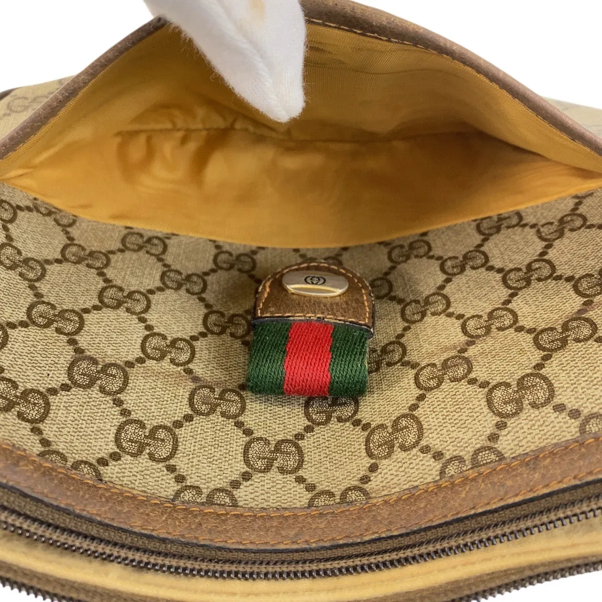 GUCCI Shoulder Bag 89 02 032 GG Supreme canvas, leather Beige Brown Gold Metal Crossbody Shoulder Bag Pochette Sherry Line Old Gucci Women Used