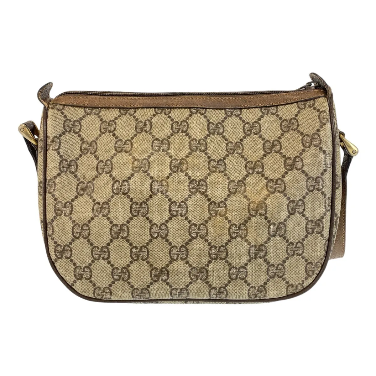 GUCCI Shoulder Bag 89 02 032 GG Supreme canvas, leather Beige Brown Gold Metal Crossbody Shoulder Bag Pochette Sherry Line Old Gucci Women Used