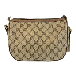 GUCCI Shoulder Bag 89 02 032 GG Supreme canvas, leather Beige Brown Gold Metal Crossbody Shoulder Bag Pochette Sherry Line Old Gucci Women Used