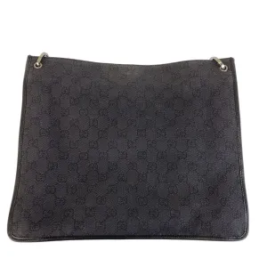 GUCCI Shoulder Bag 90656 GG canvas Black SilverMetal Crossbody Shoulder Bag Women Used
