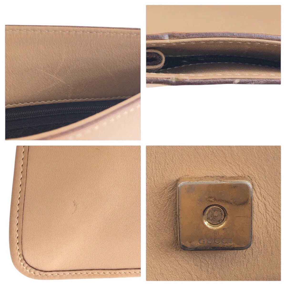 GUCCI Shoulder Bag 91762 leather beige Shoulder Bag pochette Women Used