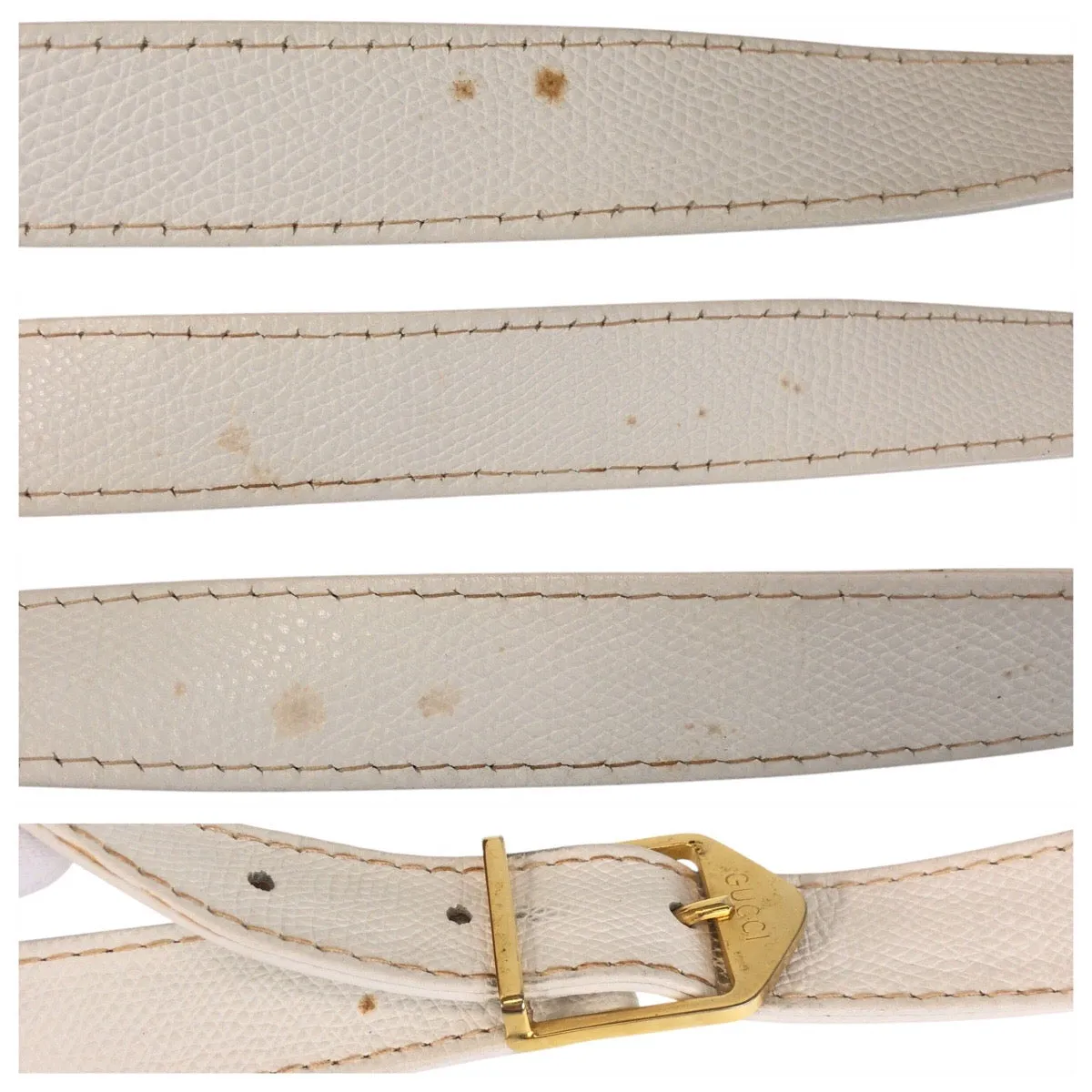 GUCCI Shoulder Bag leather Brown white Old Gucci