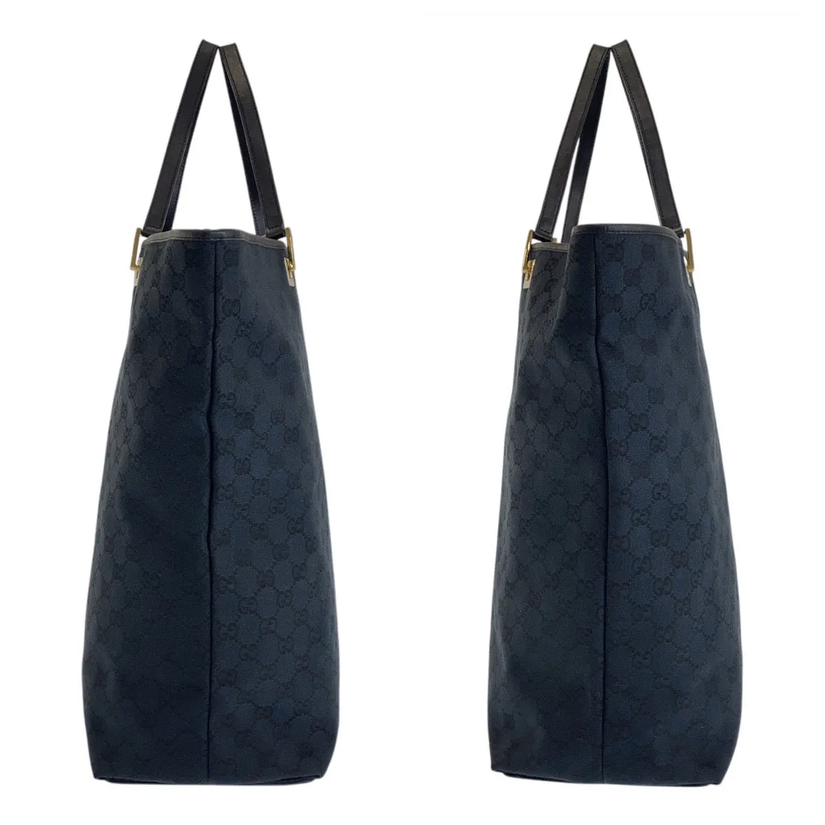 GUCCI Tote Bag 002 1097 GG canvas, leather Black GoldMetal Tote Bag Shoulder Bag Women Used